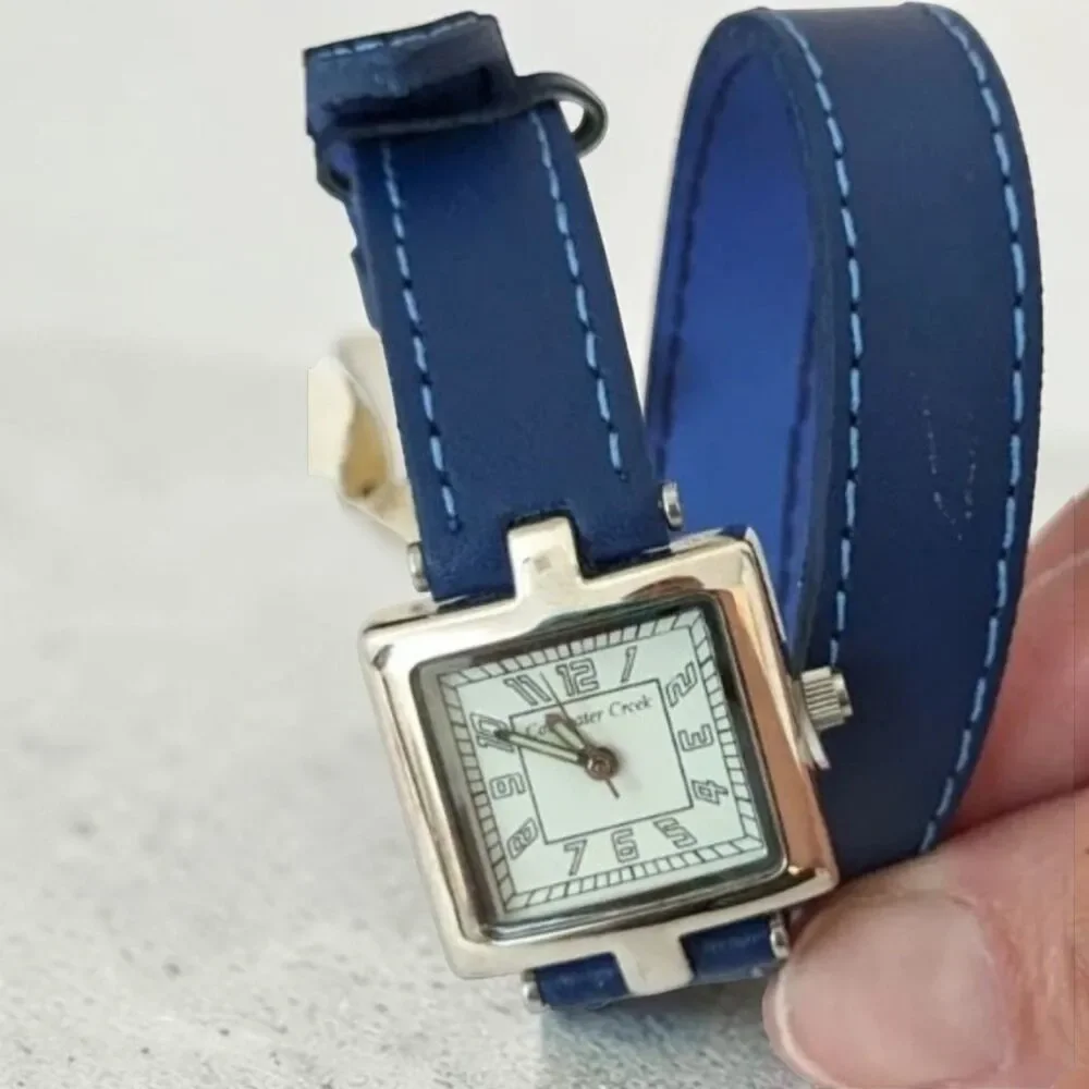 Coldwater Creek Double Wrap Watch, Blue Faux Leather Strap
